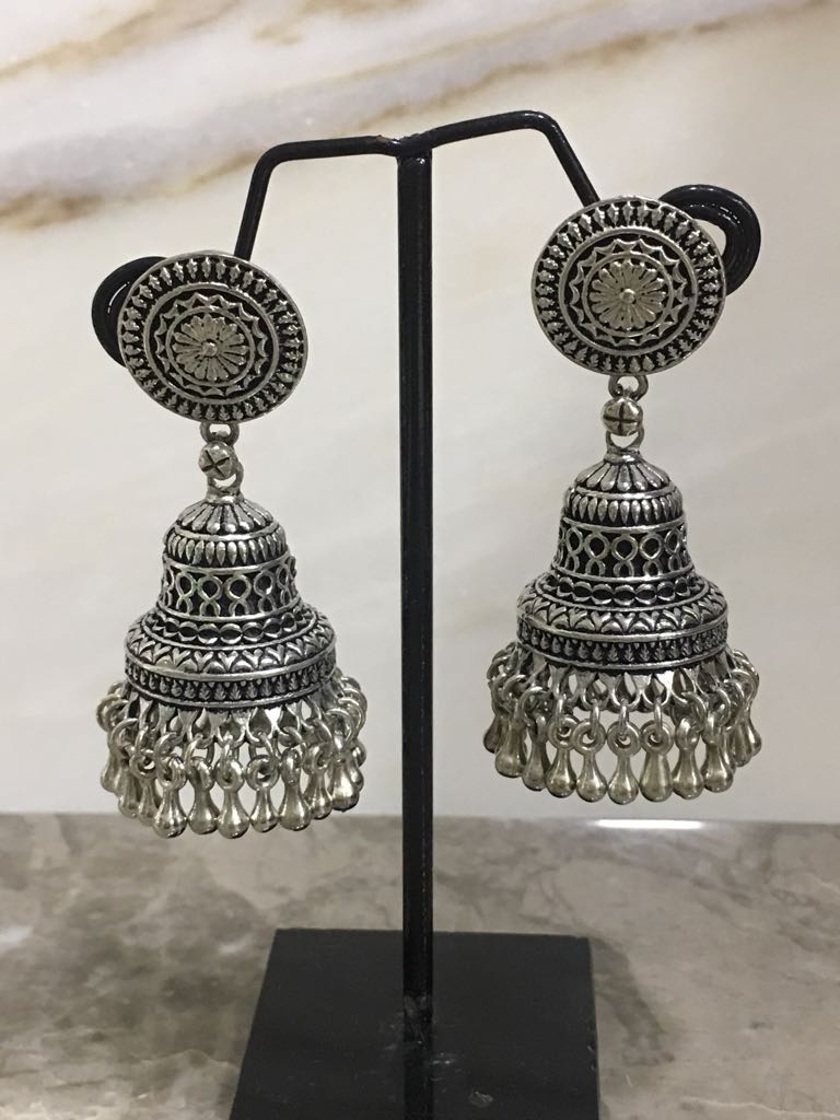 Fashion/Costume Jewellery Handcrafted Silver Jhumki Earrings For Women/Girls