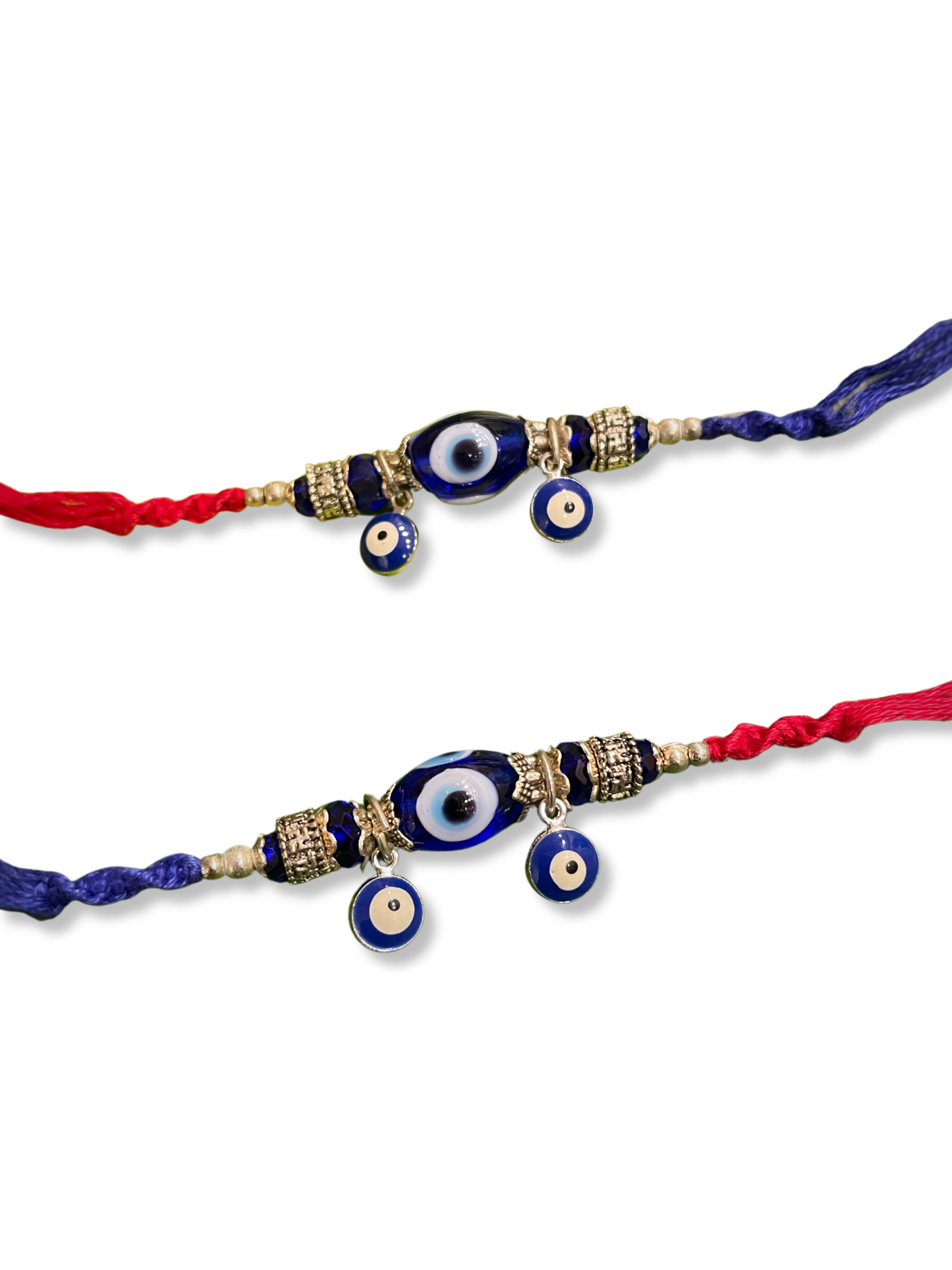 (Combo of 2) Evil Eye Rakhi Designs Blue Evil Eye Turkish Charm Multicoloured Mauli Raksha Bandhan