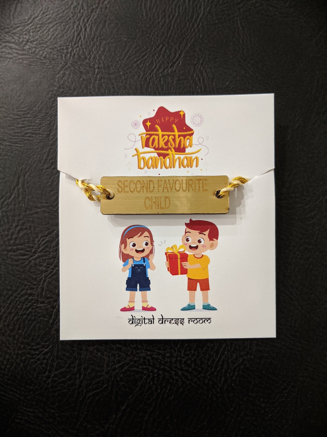 Fancy Rakhi Design Funky Slogan Second Favourite Child Mauli Raksha Bandhan