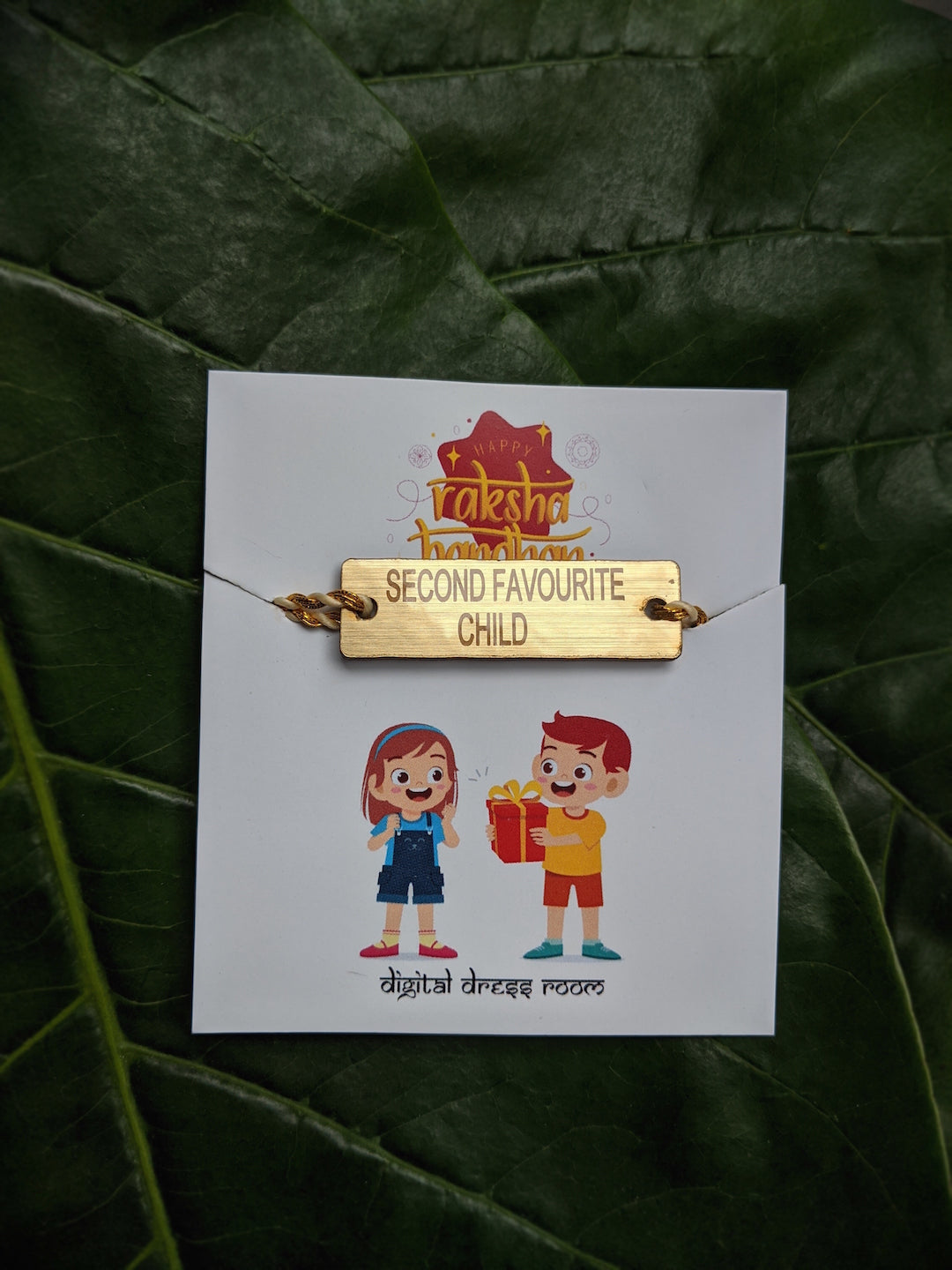 Fancy Rakhi Design Funky Slogan Second Favourite Child Mauli Raksha Bandhan