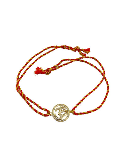 (Combo of 3) Lord Ganesha/American Diamond Om & Evil Eye Charm With Beads multicolour Thread Rakhi