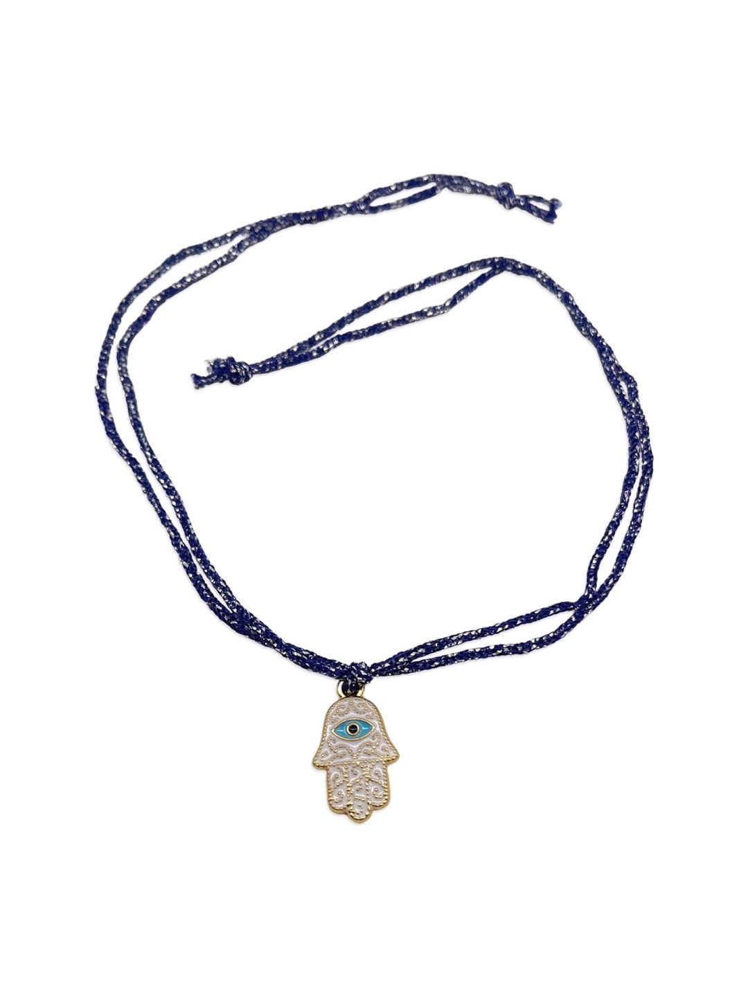 Michal Golan | Medium Purple & Blue Hamsa on Beaded Chain Necklace