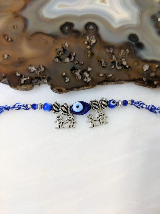 Digital Dress Room Evil Eye Rakhi with Silver Plated Beads Brother & Sister Pendant Multicolor Rakhi