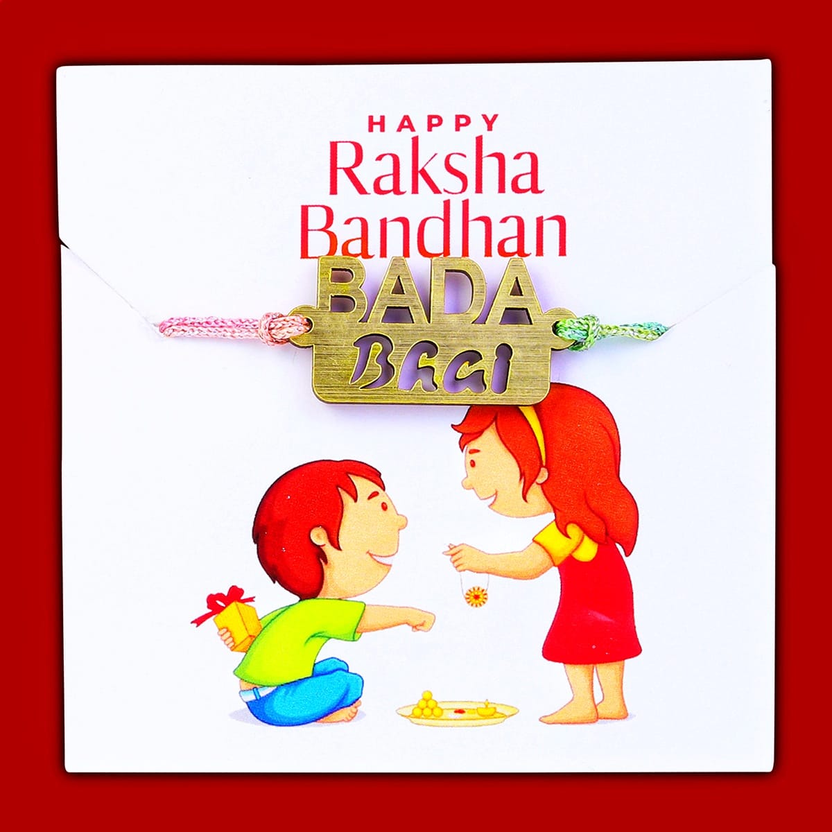 (COMBO of 2) Fancy Rakhi Designs with Slogan Chota Bhai/Bada Bhai Multicoloured Mauli Raksha Bandhan