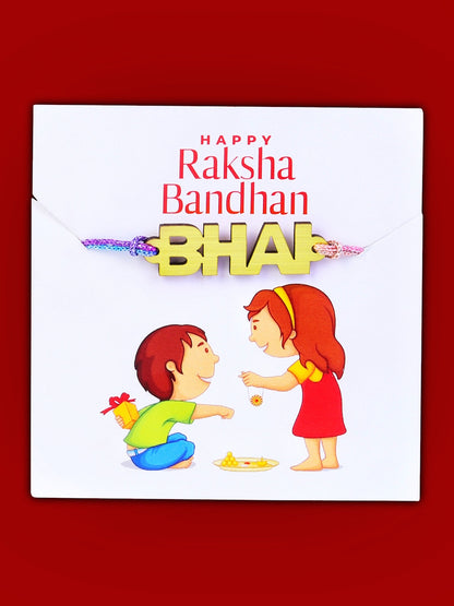 (COMBO of 2) Fancy Rakhi Designs with Slogan BHAI/Bhabhi Pataka Multicoloured Mauli Raksha Bandhan