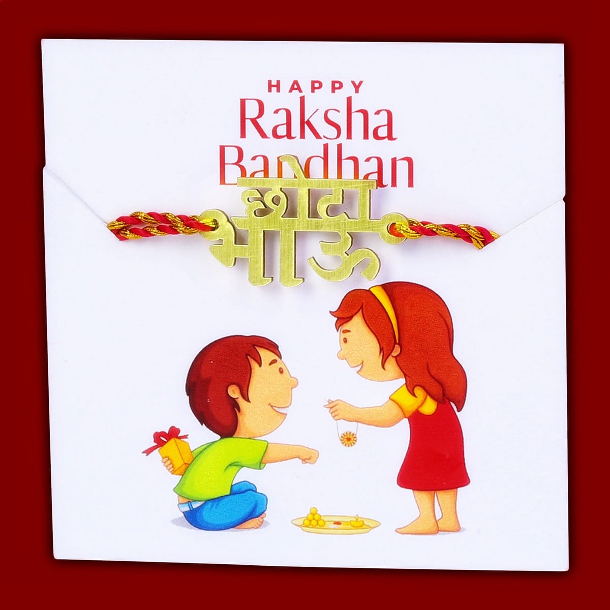 (COMBO of 2) Fancy Rakhi Designs with Slogan Mota Bhau/Chota Bhau Multicoloured Mauli Raksha Bandhan