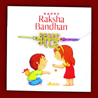 (COMBO of 2) Fancy Rakhi Designs with Slogan Bhukkad Bhai/Best Bhai Multicoloured Mauli Raksha Bandhan