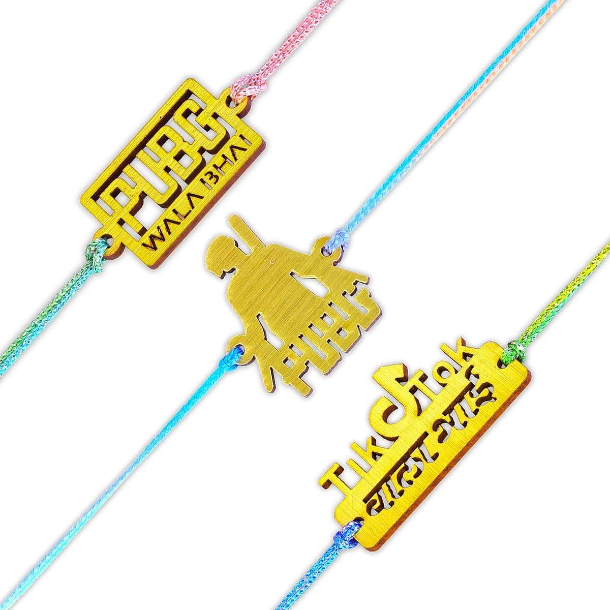 Digital Dress Room (Combo of 3) Designer Fancy Rakhi Set for Men Social Media Influencer/ Pubg Rakhi / Tik Tok Rakhi Bhai Bhaiya Bhabhi Kids