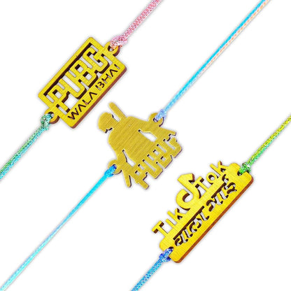 Digital Dress Room (Combo of 3) Designer Fancy Rakhi Set for Men Social Media Influencer/ Pubg Rakhi / Tik Tok Rakhi Bhai Bhaiya Bhabhi Kids