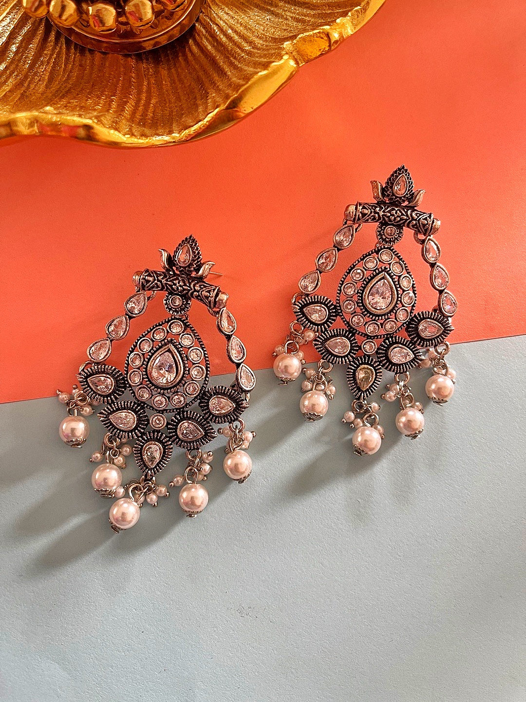 German Silver Oxidized Earrings