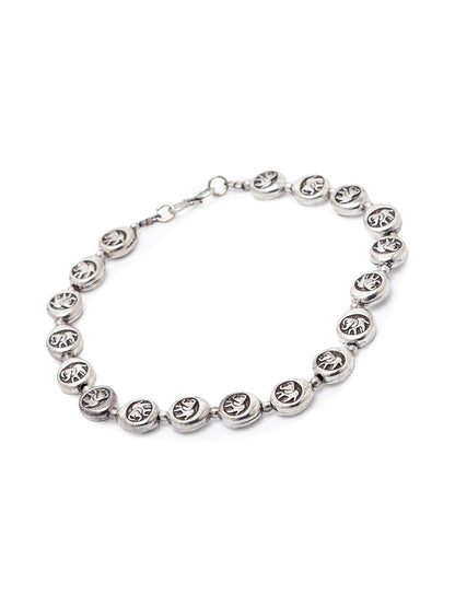 German Oxidised Silver Anklets Elephant Engraved Coins Design Payal Silver Plating Foot Jewellery