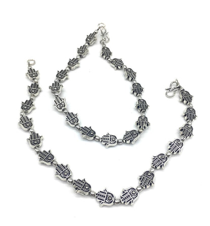 Digital Dress Room Silver Plated Anklets with Alloy Fancy German Antique Oxidised Silver Beaded Hamsa Anklet Payal