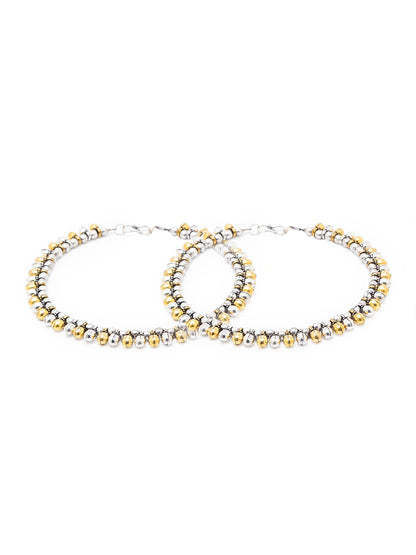 German Oxidised Silver Anklets Gold/Silver Plating Payal With Beads/Ghungroo Paijan Foot Jewellery