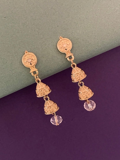 Traditional Light Weight Enamel Work With Gold-Plated Double Jhumki Earring