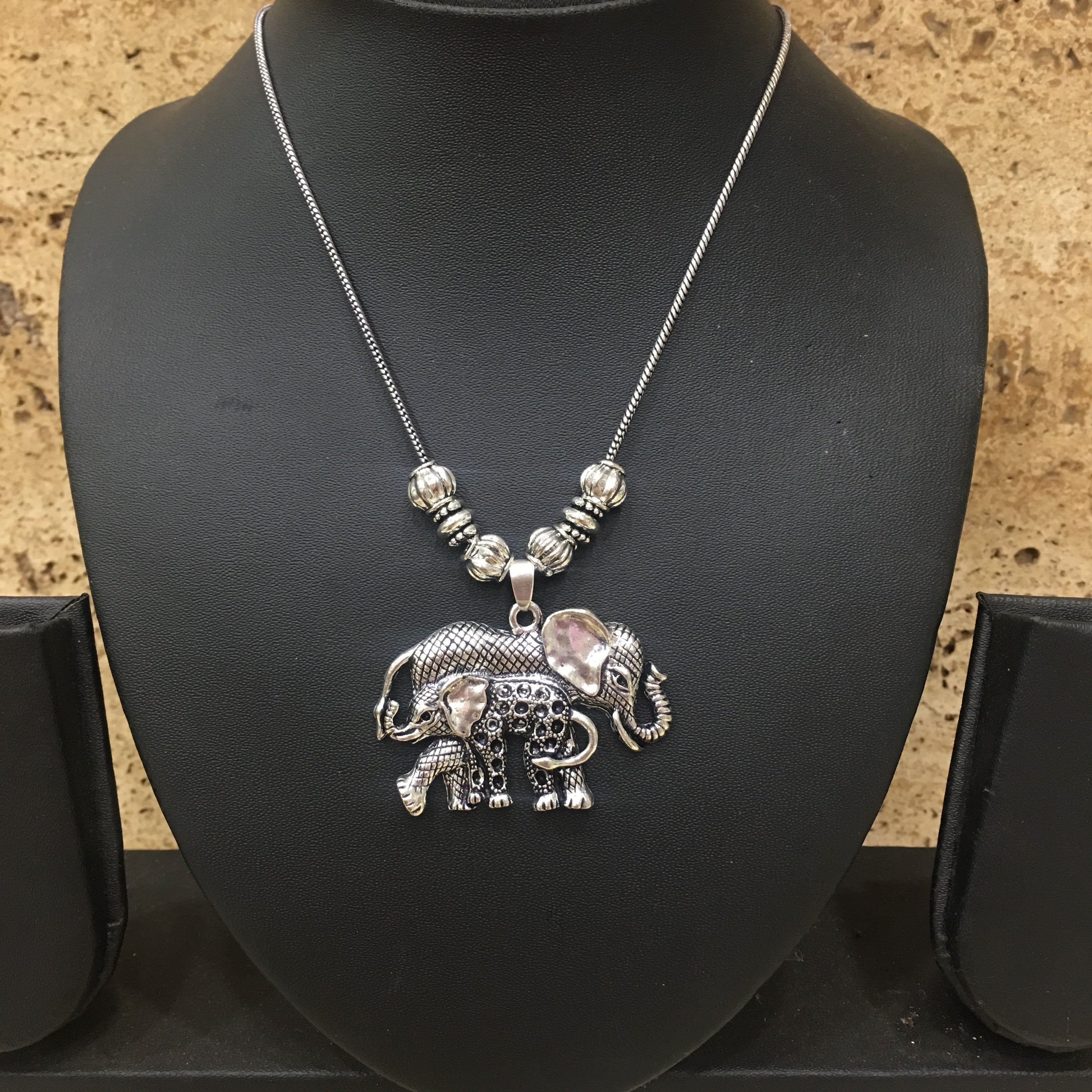 Elephant Charm Pendant Necklace in Solid Sterling Silver