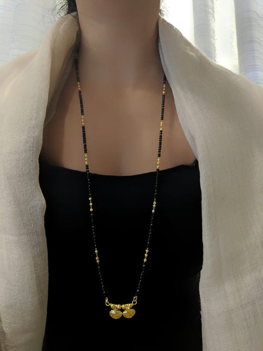 Digital Dress Room Long Mangalsutra Designs Gold Plated Latest Alloy 2 Vati Tanmaniya Pendant Mangalsutra