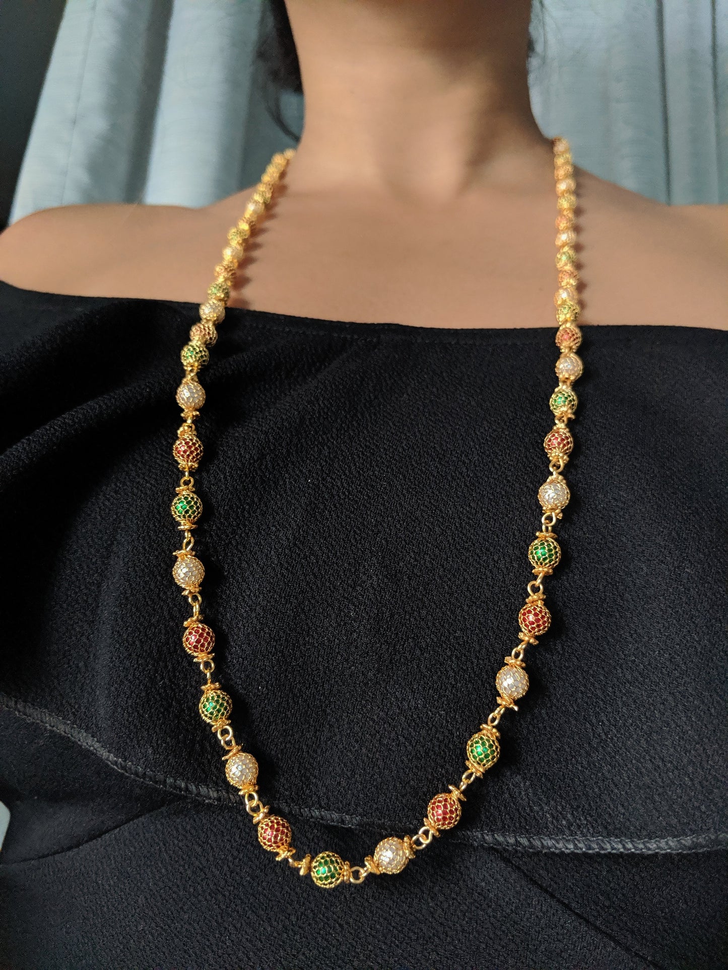 Digital Dress Room Multi-Color with White Pearl Necklace