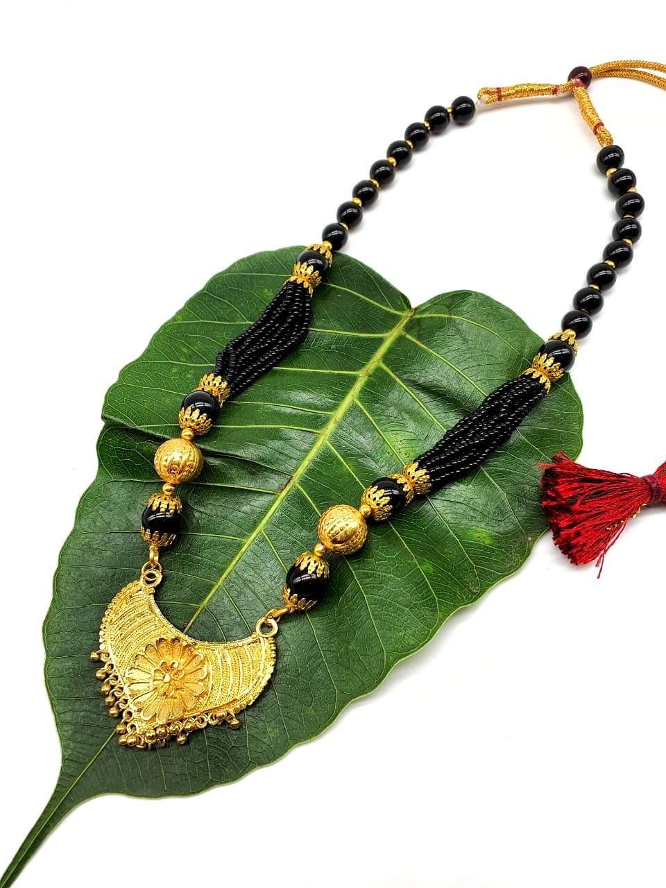 Digital Dress Room Short Mangalsutra Designs Gold Plated Latest Traditional Big Black Bead Multi Strand Layer Mangalsutra