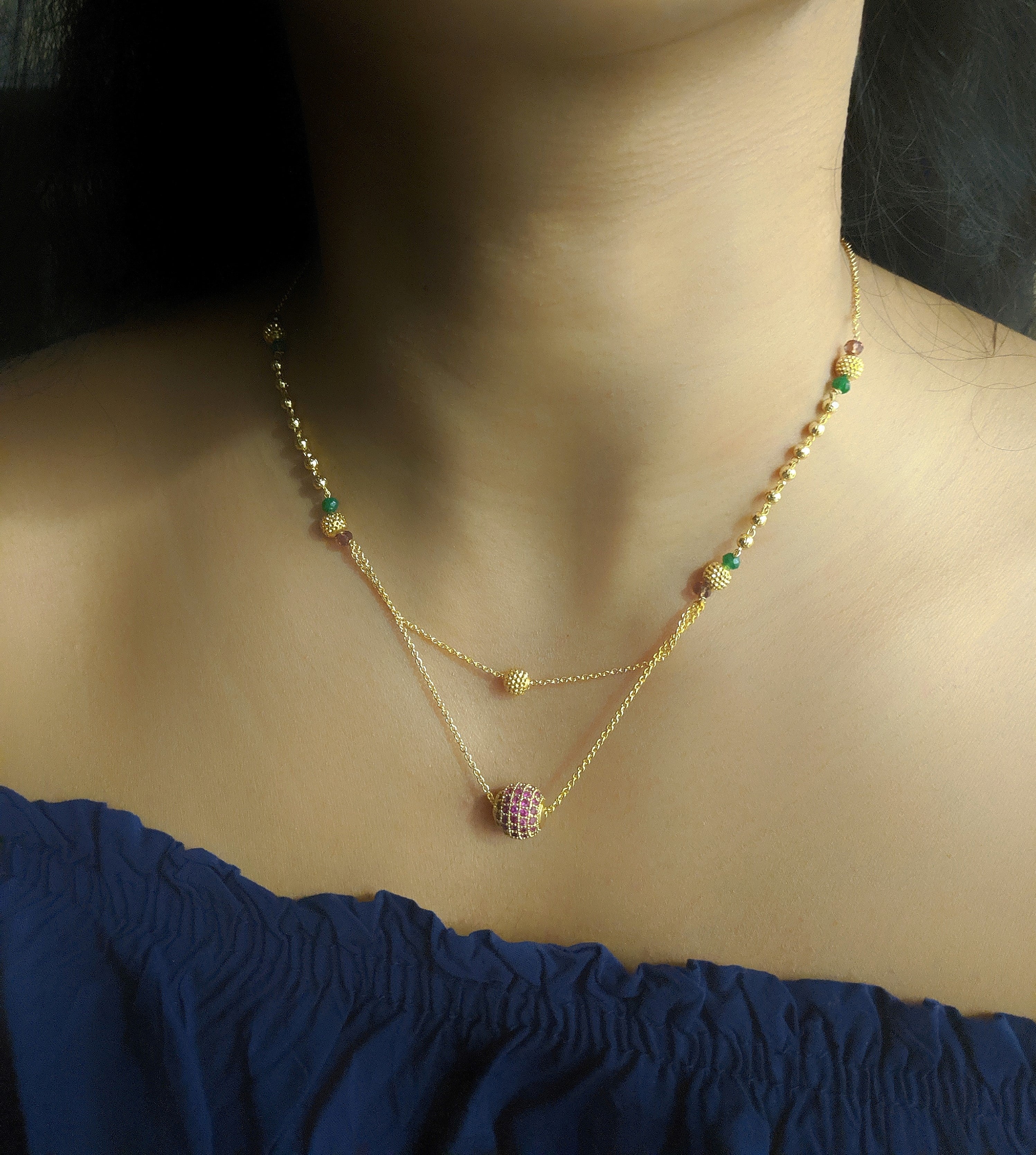 Gold Layered Chain & Pearl Necklace | Groovy's | Gold Layering Necklace