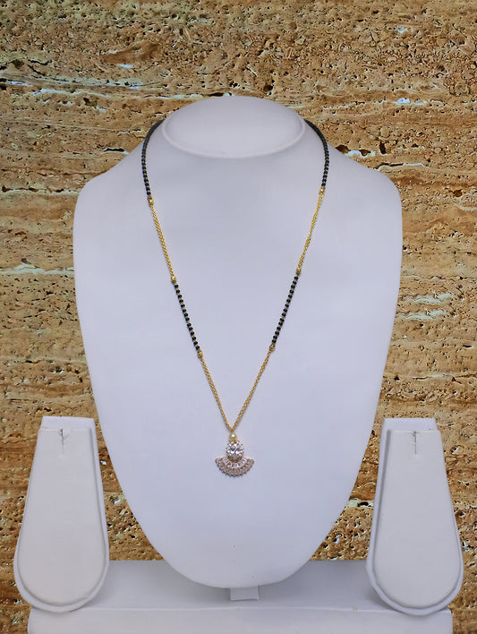 Digital Dress Room Short Mangalsutra Designs Gold Plated Latest American Diamond Pendant 20 Inches Mangalsutra
