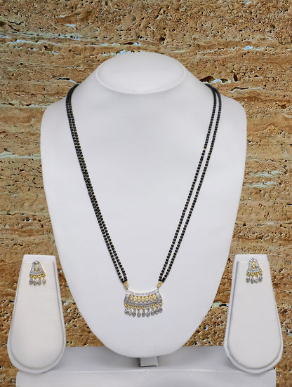 Digital Dress Room Long Mangalsutra Designs Gold Plated Latest American Diamond Pendant 27 Inches Mangalsutra