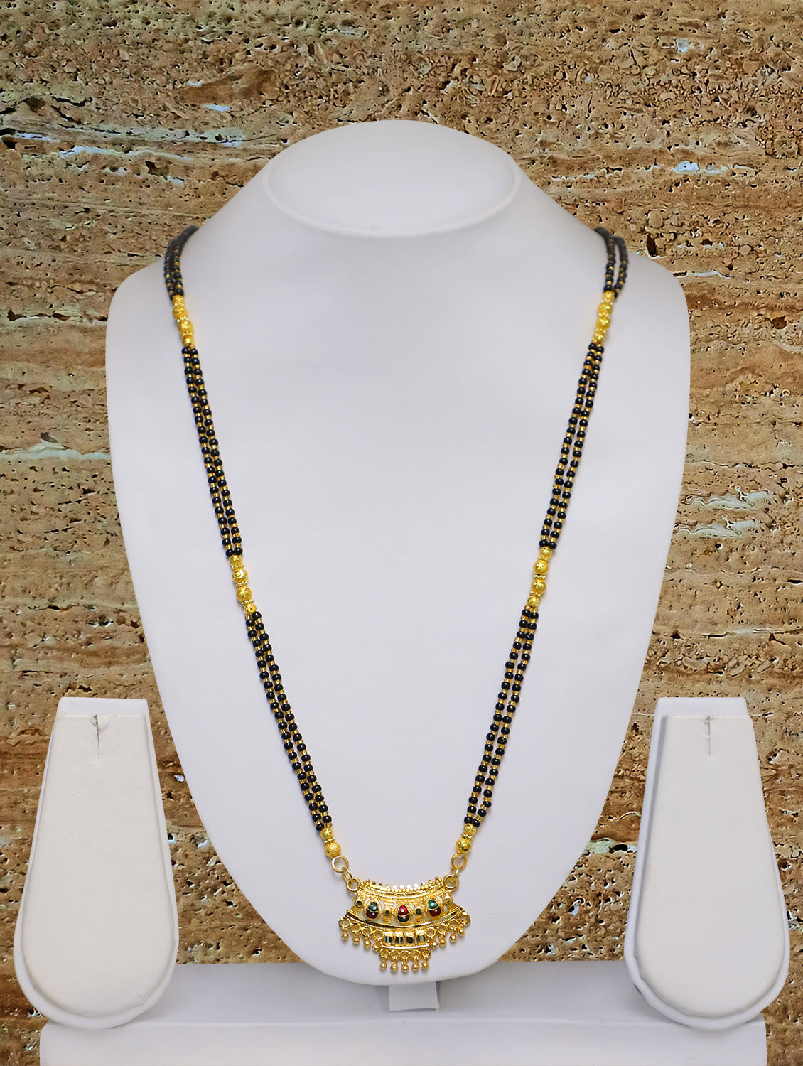 Digital Dress Room Long Mangalsutra Designs Gold Plated Latest Designer Pendant Black Beads Chian Mangalsutra