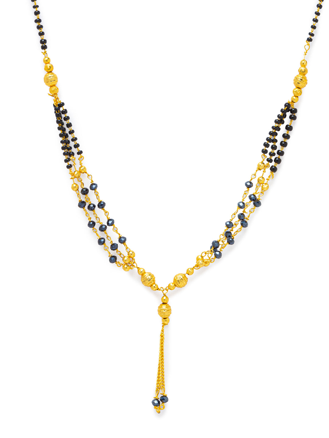 Digital Dress Room Digital Dress Room One Gram Gold Plated Short Mangalsutra मंगलसूत्र Latest Design Tanmaniya/Black Gold Beads New Mangalsutra Designs For Women (17 Inches)