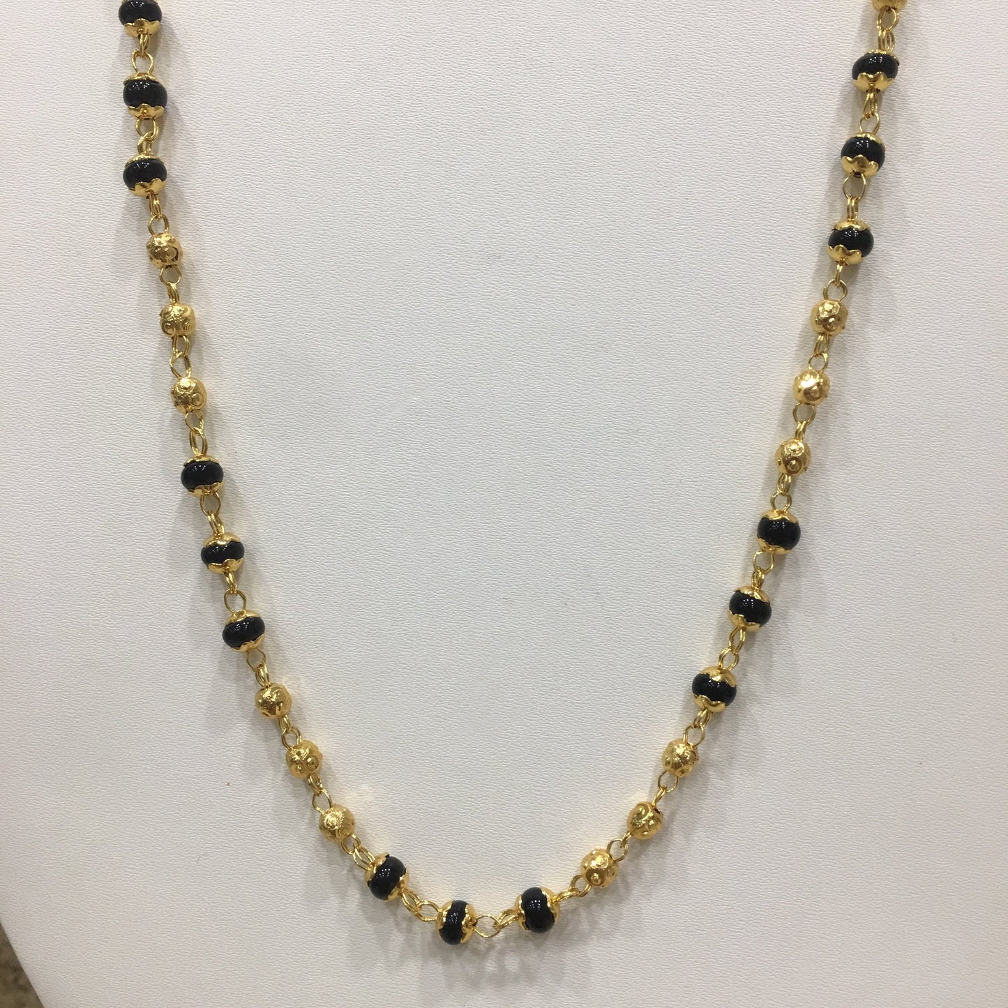 Long Mangalsutra Designs Gold Plated Latest Black Beads Handmade Chain Single Layer Mangalsutra