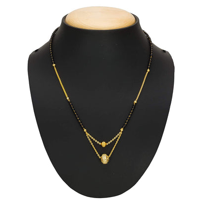 Short Mangalsutra Designs Sphere Shape Gold Plated with Double Strands Chain Pendant (18 Inches)