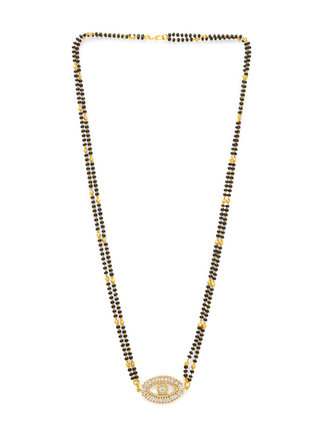 Digital Dress Room Digital Dress Room Diamond Gold Plated Long Mangalsutra मंगलसूत्र Latest Design/Cz Solitaire/Black Beads Chain New Mangalsutra Designs For Women (24 Inches) 
