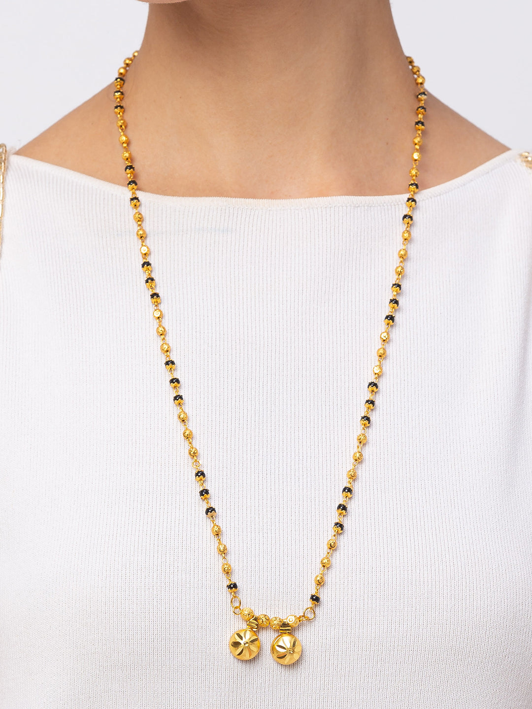 Digital Dress Room Digital Dress Room One Gram Gold Plated Long Mangalsutra मंगलसूत्र Latest Design Tanmaniya/Long Gold Chain/Black Gold Beads New Mangalsutra Designs For Women (28 Inches)