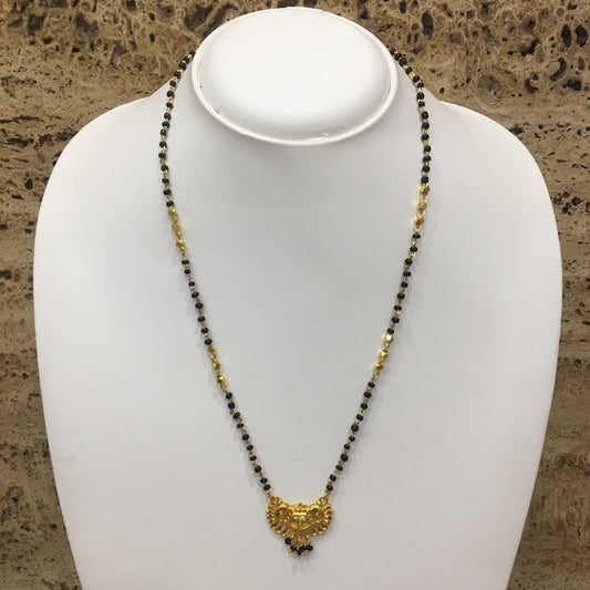 Digital Dress Room Short Mangalsutra Designs Gold Plated Latest Black & Gold Beads Single Layer Mangalsutra