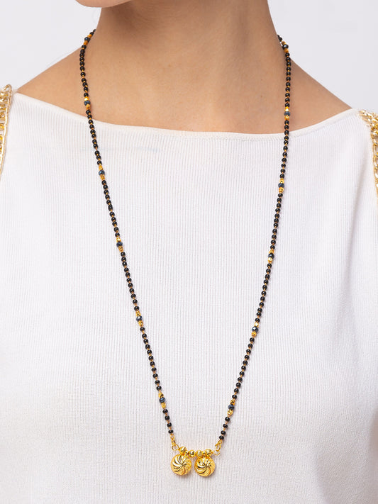Digital Dress Room Digital Dress Room One Gram Gold Plated Long Mangalsutra मंगलसूत्र Latest Design Tanmaniya/Long Gold Chain/Black Beads Vati Pendant New Mangalsutra Designs For Women (28 Inch)