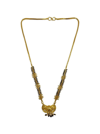 Short Mangalsutra Designs Gold Plated Latest Black & Gold Beads Single Layer Mangalsutra