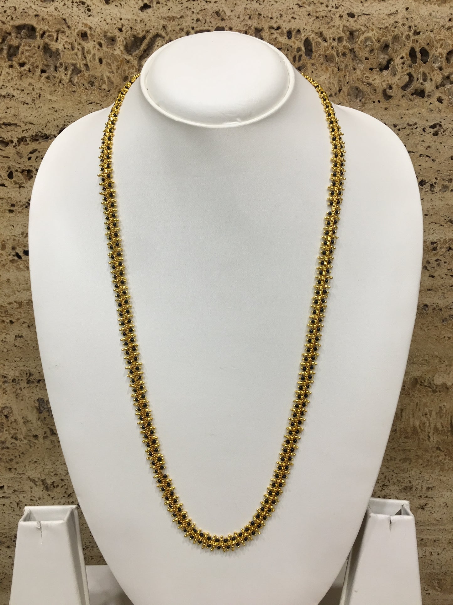 Digital Dress Room Long Mangalsutra Designs Gold Plated Latest Black & Gold Beads Mangalsutra