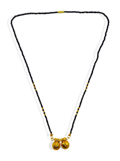 Long Mangalsutra Designs Gold Plated Maharashtrian Style Vati Pendant with Crystal Beads
