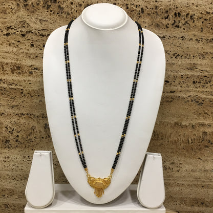 Digital Dress Room Long Mangalsutra Designs Gold Plated Latest Pendant 2 Line Mangalsutra