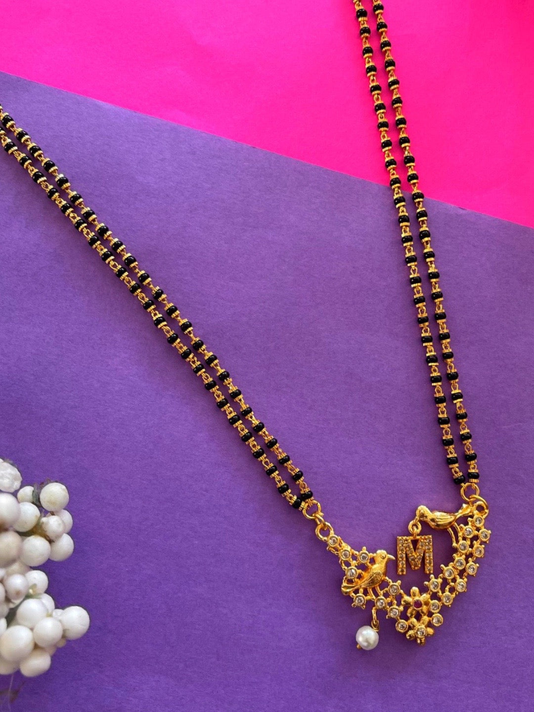 Long gold mangalsutra store design with price