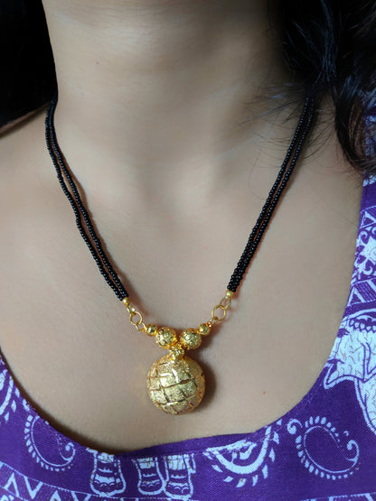 Digital Dress Room Short Mangalsutra Designs Gold Plated Latest Vati Pendant Traditional Mangalsutra