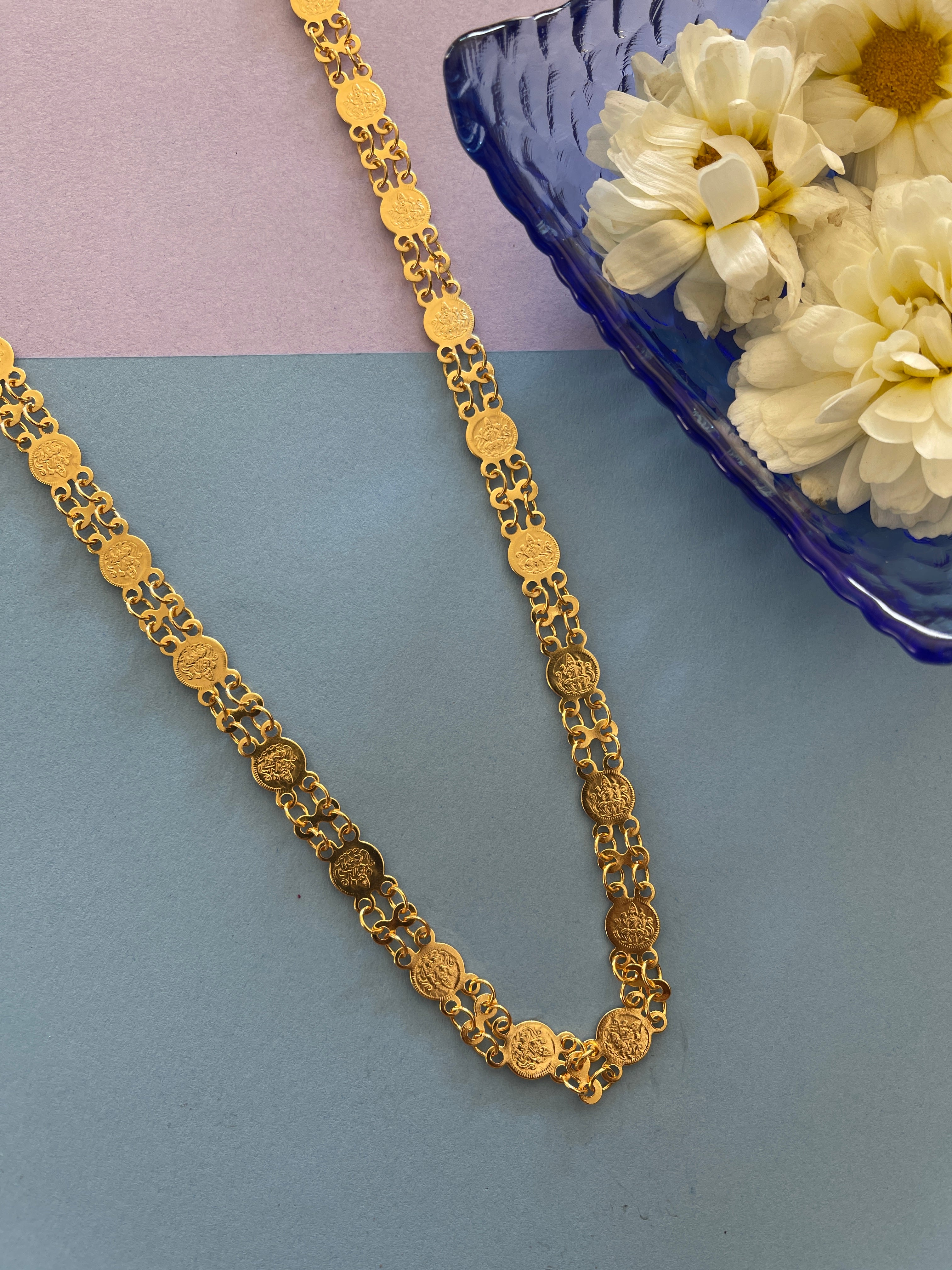 Antique Gold Plated Long Necklace Set 200630, Size: Length = 20 Inch at Rs  1250/set in Mumbai