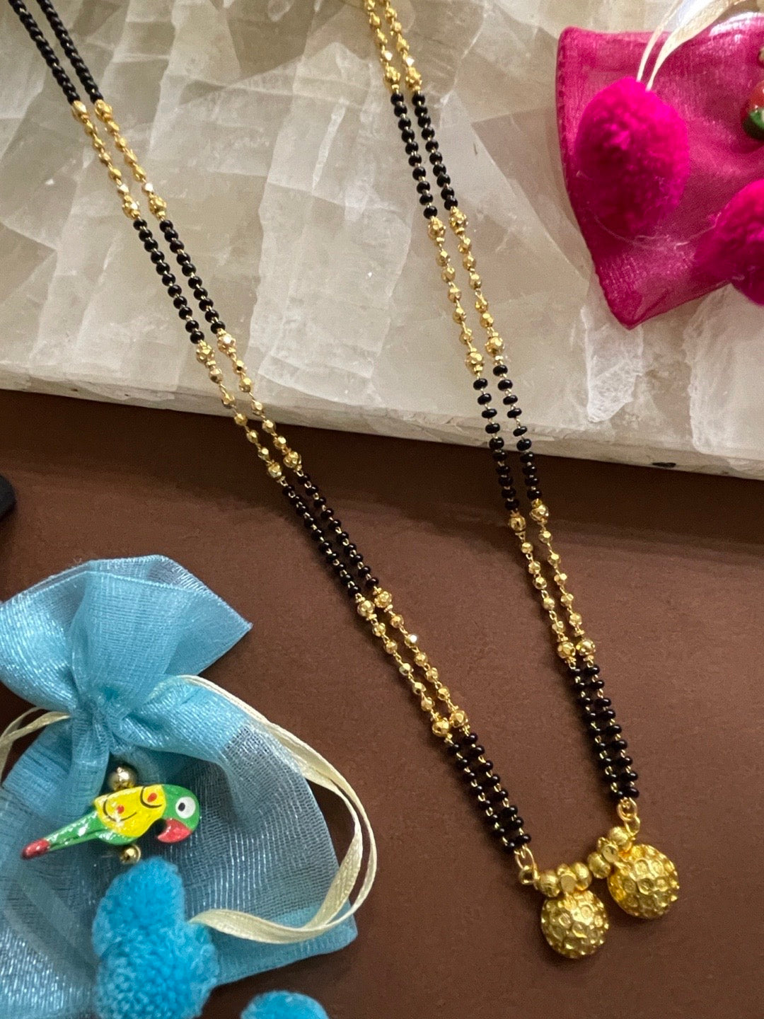Long Mangalsutra Vati Black Beads Chain