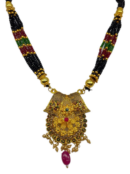Long Mangalsutra Multi Coloured Floral Pendent
