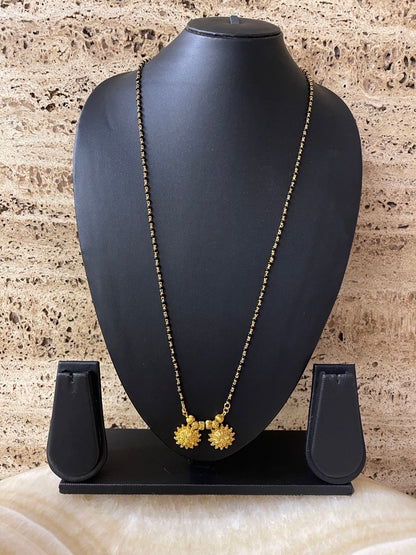 Maharashtrian Long Mangalsutra Vati Designs Black Beads Chain
