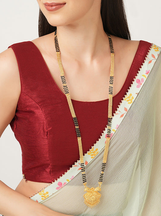 Gold Plated Maharashtrian Heavy Long Mangalsutra Designs Pendant Beads Chain Latest Unique Designs