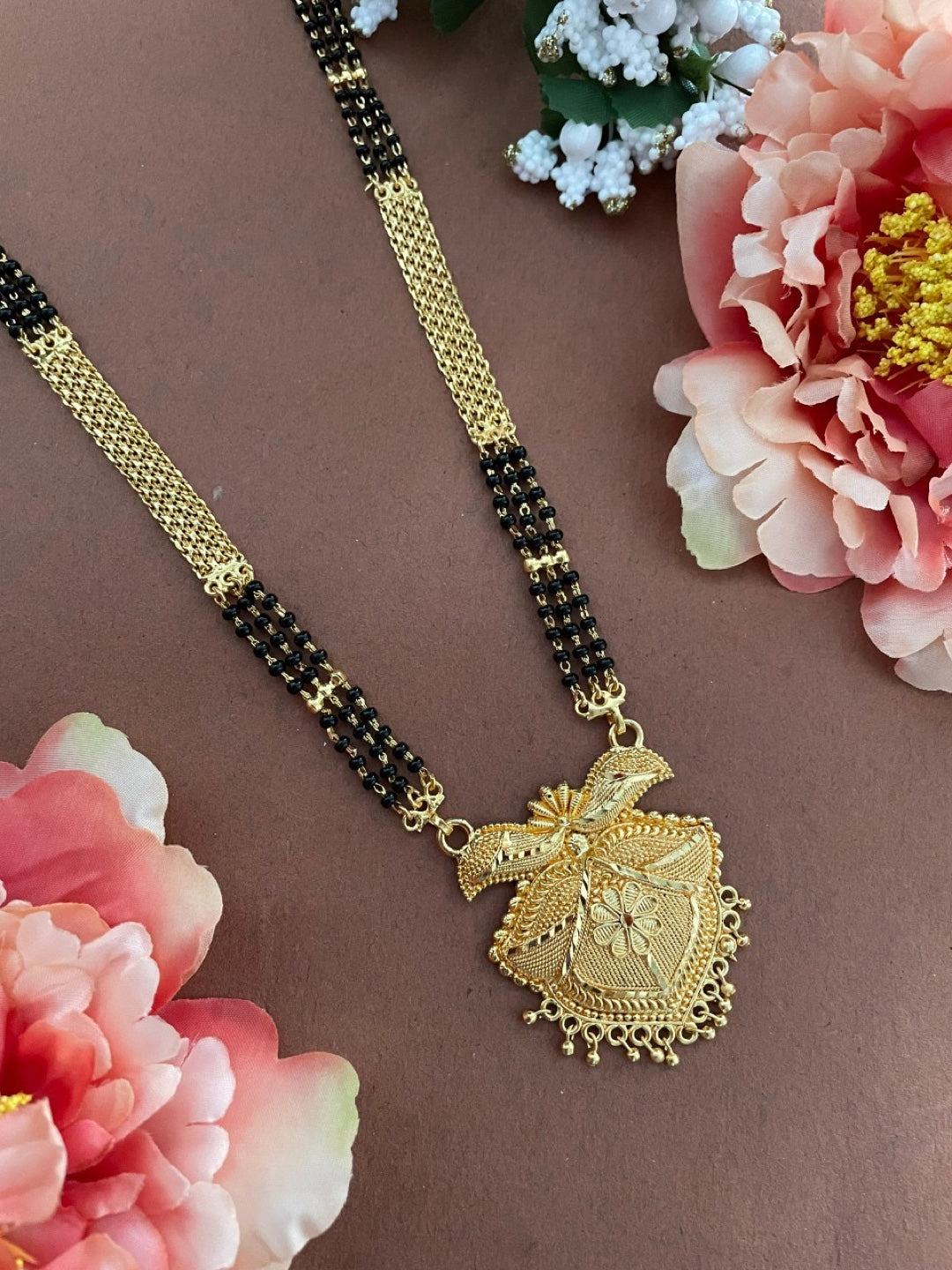 Gold Plated Maharashtrian Heavy Long Mangalsutra Designs Pendant Beads Chain Latest Unique Designs