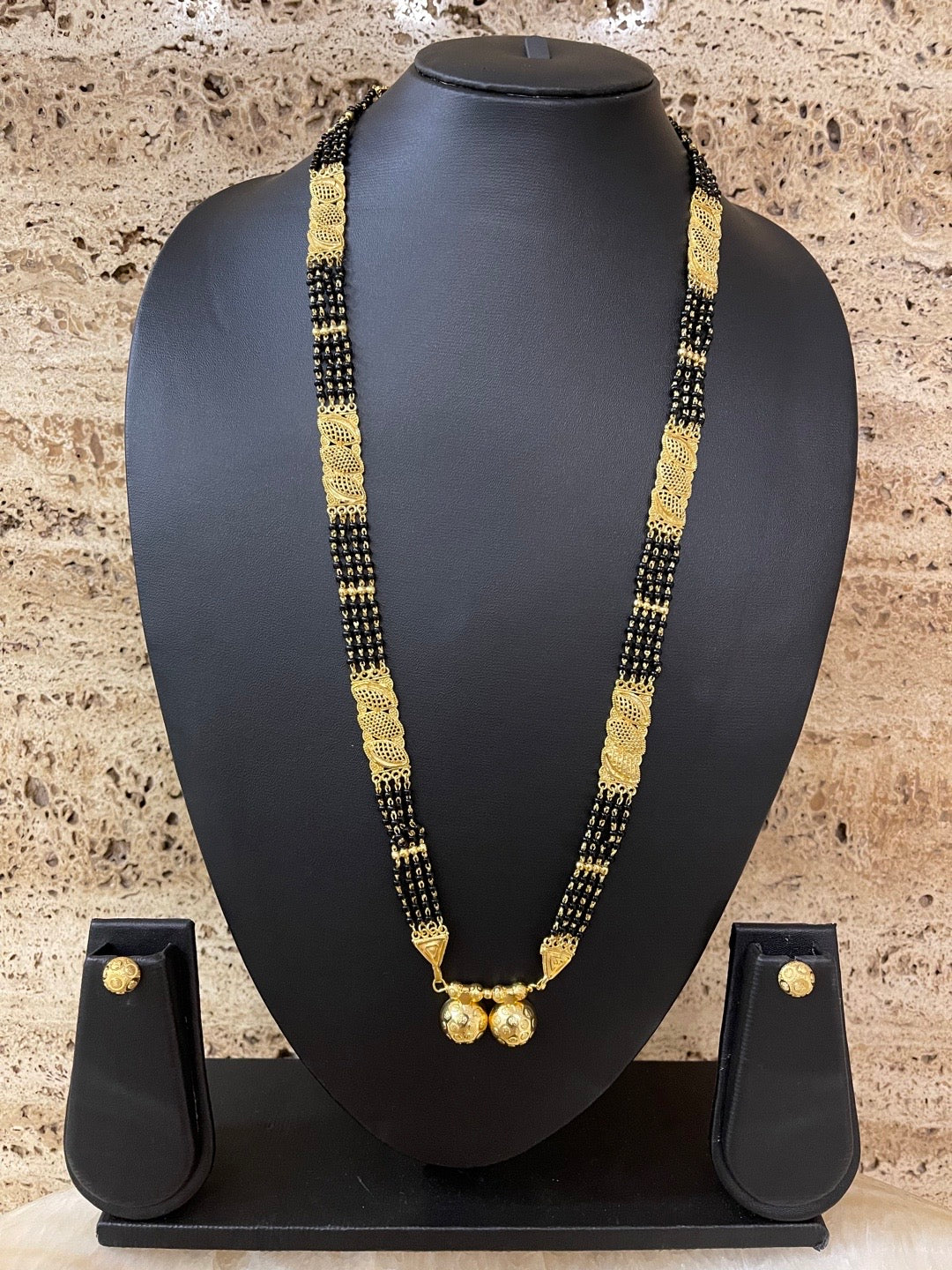 Long Mangalsutra designs with Earrings