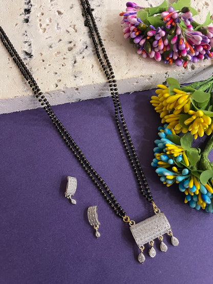 Long American Diamond Mangalsutra Set With Earrings – Digital
