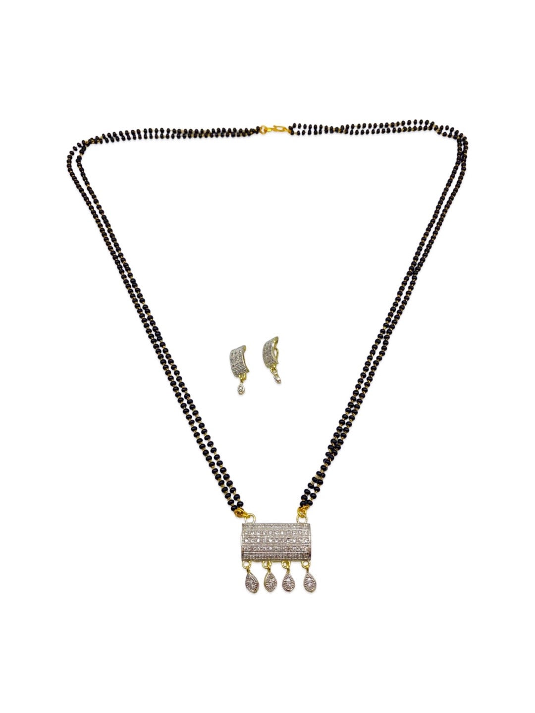 Long American Diamond Mangalsutra Set With Earrings