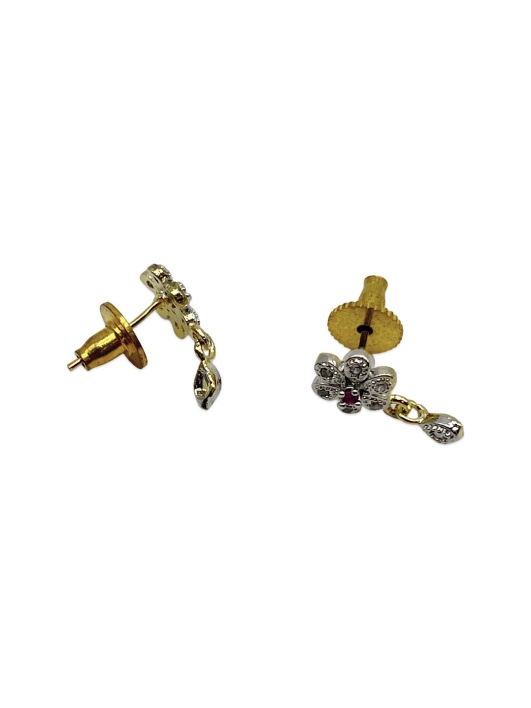 Flower Pendant American Diamond Short Mangalsutra Set With Earrings