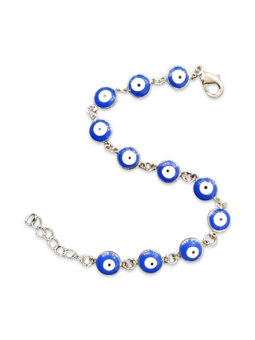 Latest Blue Evil Eye Design Silver Plated Adjustable Wrist Bracelet